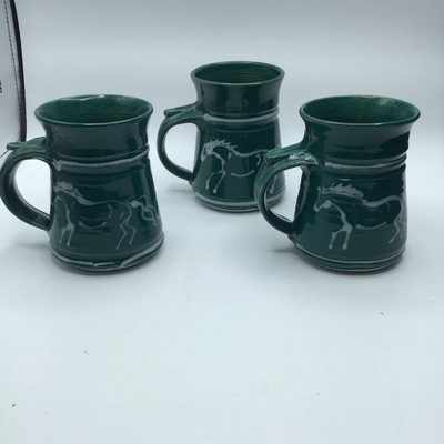 Studio Art Pottery Horse Mug signed Katz