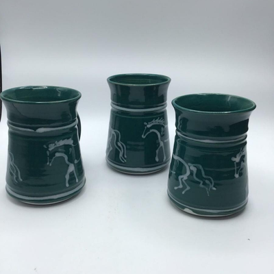 Studio Art Pottery Horse Mug signed Katz