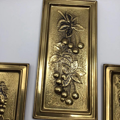Vintage Elpec England Brass Relief Wall Plaque Panels 