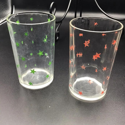 Swanky Swigs Juice Glasses Green Red Stars