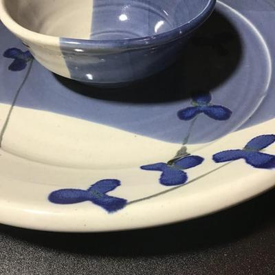 Studio Art Pottery Signed Follette Chip and Dip Removeable Bowl