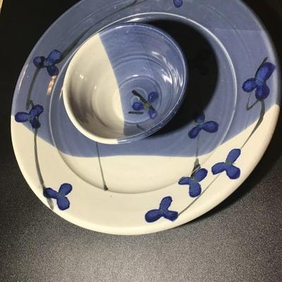Studio Art Pottery Signed Follette Chip and Dip Removeable Bowl