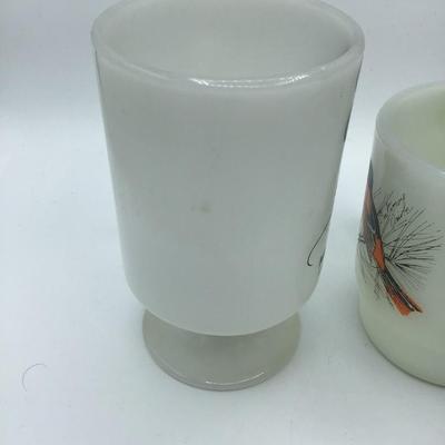Lot of 2 Milk Glass Mugs