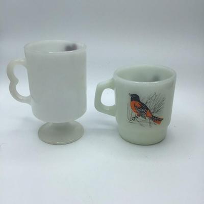Lot of 2 Milk Glass Mugs