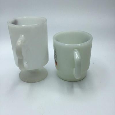 Lot of 2 Milk Glass Mugs