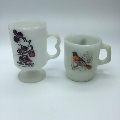 Lot of 2 Milk Glass Mugs