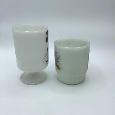 Lot of 2 Milk Glass Mugs