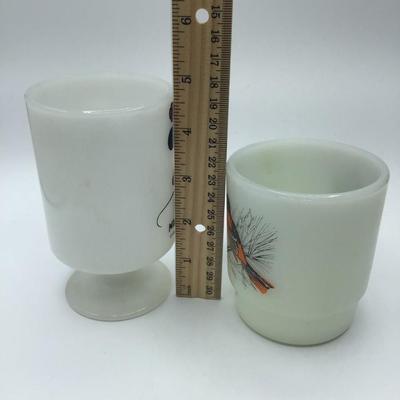 Lot of 2 Milk Glass Mugs