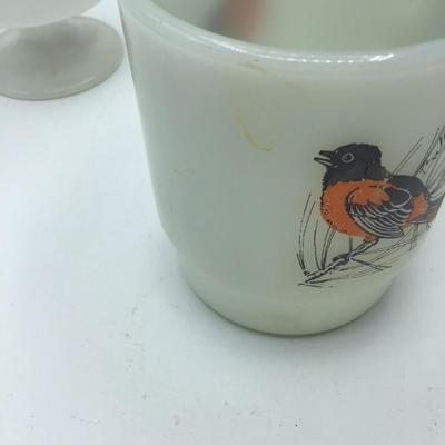 Lot of 2 Milk Glass Mugs