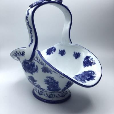 Blue and White Floral Basket