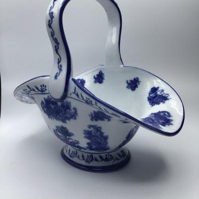 Blue and White Floral Basket