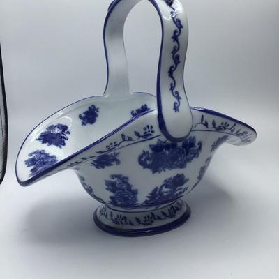 Blue and White Floral Basket
