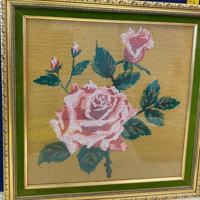 Rose Framed Needle Work