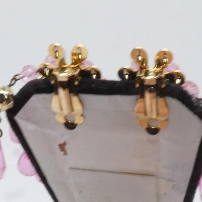 Light Weight Pretty In Pink Clip Waterfall Dangle Earrings