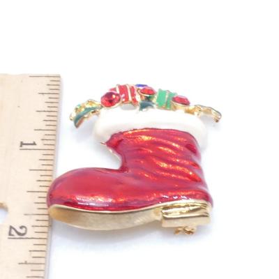 Colorful Christmas Stocking Brooch