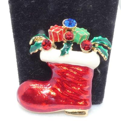 Colorful Christmas Stocking Brooch