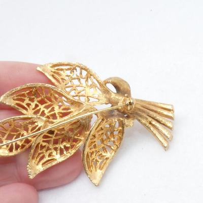 Gold Leaf Brooch w/Pearls