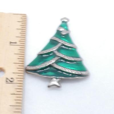 Christmas Tree Pin, Silver Tone