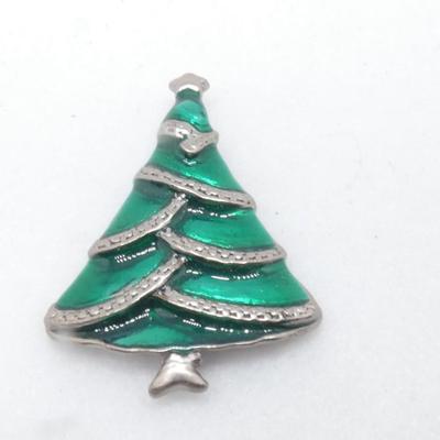 Christmas Tree Pin, Silver Tone