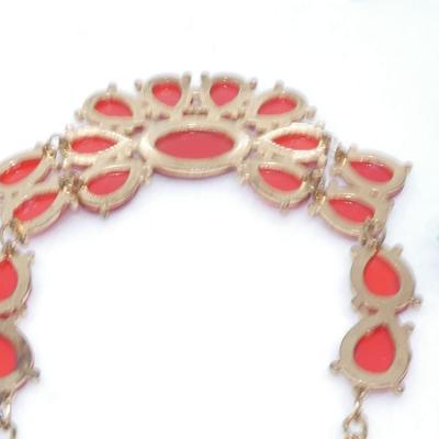 Christmas Red Gold Tone Drop Necklace
