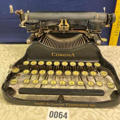 1923 Corona Model Folding  Portable Typewriter with Case
