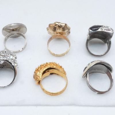 (6) Silver & Gold Tone High Fashion Rings