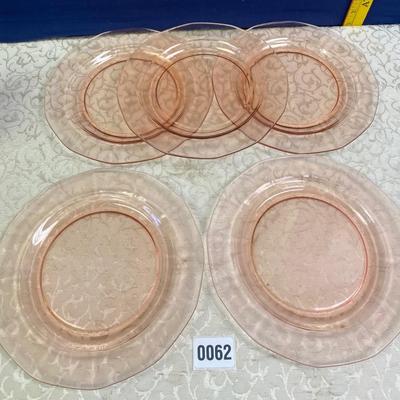 5- Pink Depression Plates