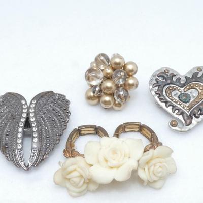 (4) Rings, Pearls, Hearts, Angel Wings, Roses