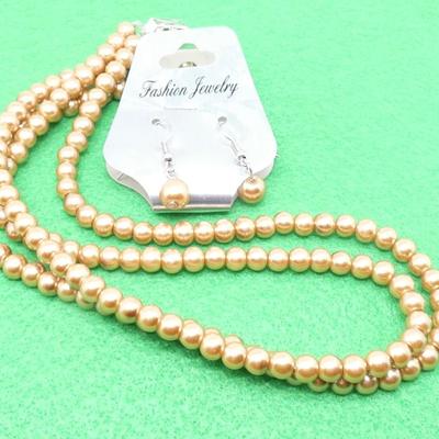 Beige Fashion Jewelry Pearl Necklace set
