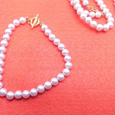 Faux Pearl Bracelet & Necklace Set