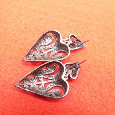 Silver Tone Post Heart Earrings (no backs)