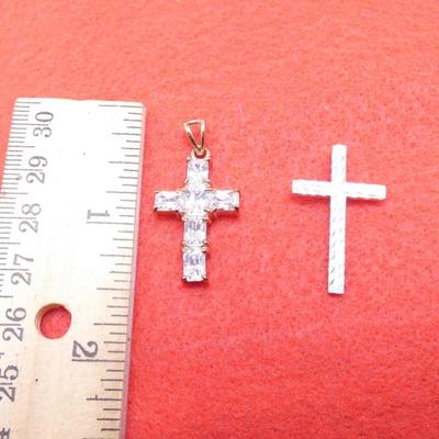 Gold Tone & Silver Tone Mini Cross Necklace Pendants