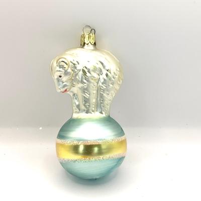 1609 Christopher Radko 1992 Polar Bear on Ball Glass Ornament