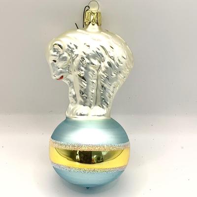 1610 Christopher Radko 1992 Polar Bear on Ball Glass Ornament