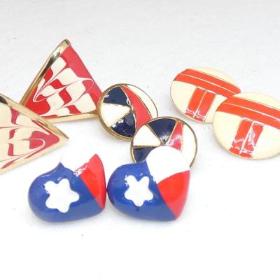 Patriotic Red, White & Blue Post Earrings (no backs)