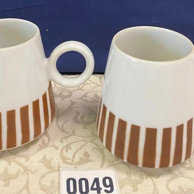 2 Vintage Nasco Brown Stripes Retro Coffee Cups
