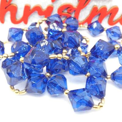 Pretty Gold Tone Blue Beaded Necklace