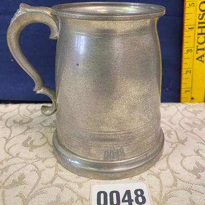 English Pewter Sheffield Tankard with Glass Bottom