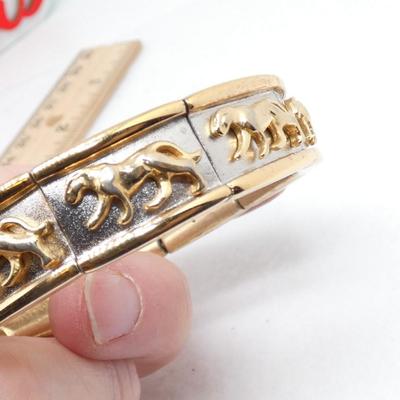 Gold & Silver Tone Leopard Bangle Bracelet