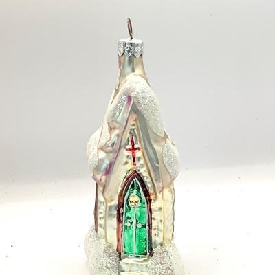 1613 Christopher Radko 1995 Midnight Mass Church Glass Ornament