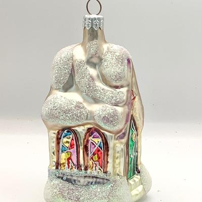 1613 Christopher Radko 1995 Midnight Mass Church Glass Ornament