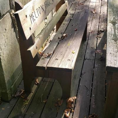 Vintage large rustic wood table & bench
