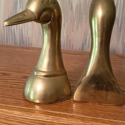 Vintage Brass Duck Bookends