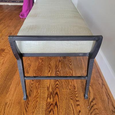 Wrought Iron and Faux Alligator Skin Bench (VR-DW)
