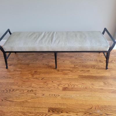 Wrought Iron and Faux Alligator Skin Bench (VR-DW)