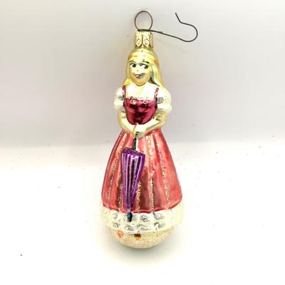 0002 Christopher Radko Numbered Girl with Umbrella Glass Ornament