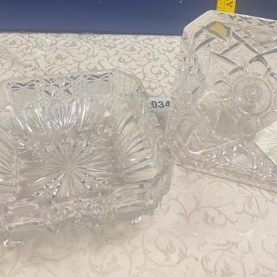 Vintage Lead Crystal pinwheel Footed Candy Dish