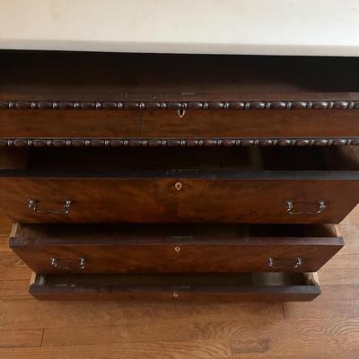 Marble Top Four Drawer Antique Chest of Drawers (B1-MG)