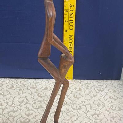 Vintage African Wood Carving Man Playing Drum