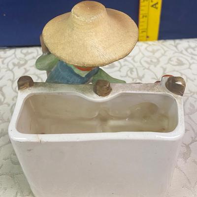 Vintage Farmer Garden Boy Planter